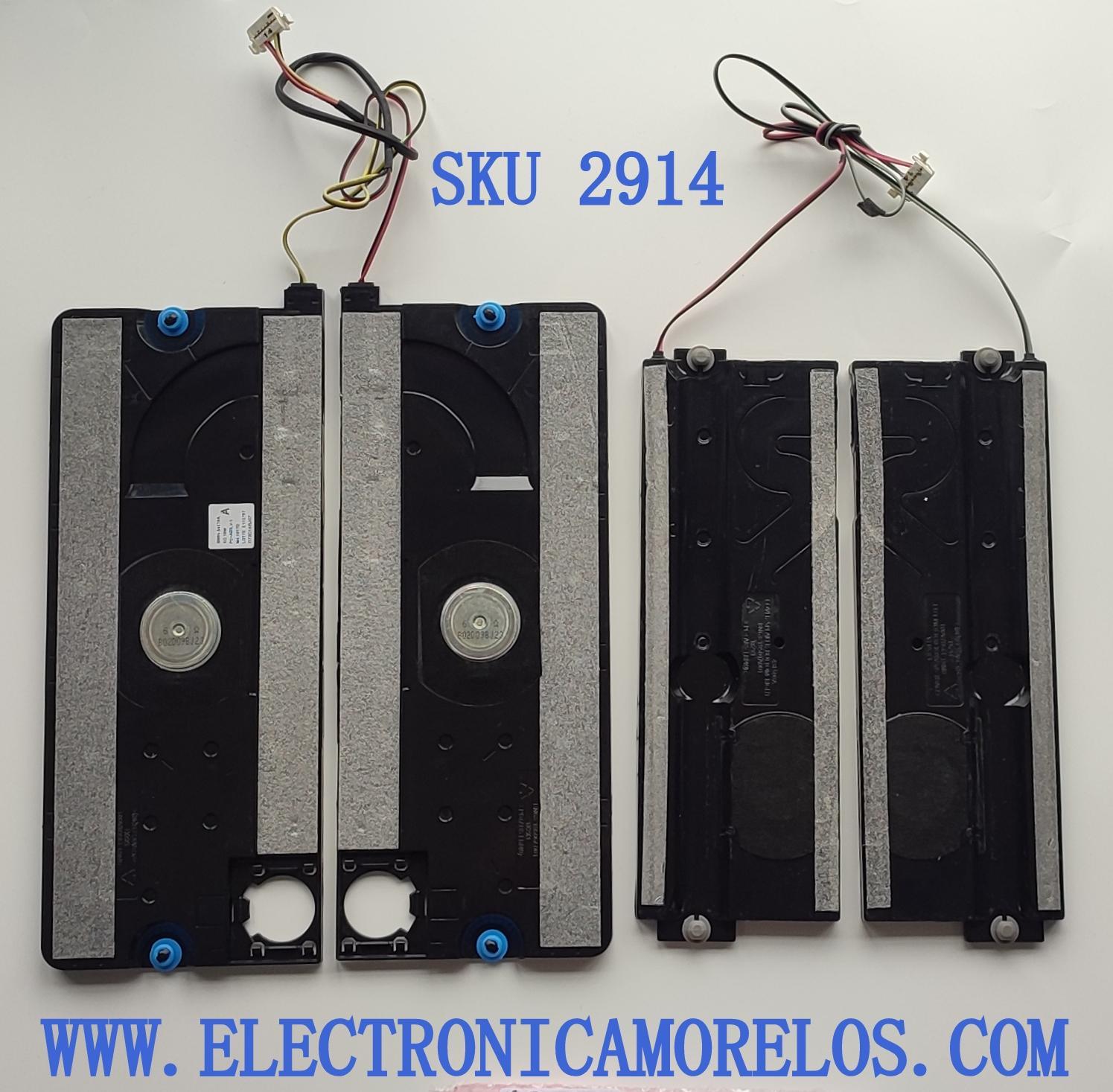 KIT DE BOCINAS ORIGINAL PARA TV SAMSUNG 4 PIEZAS / NUMERO DE PARTE BN96-54679A / 6Ω 10W / BN63-19505A001 / BN9654679A / MODELOS QN65LS03BAFXZA / QN65LS03BDFXZA / QN65LS03FADXZA